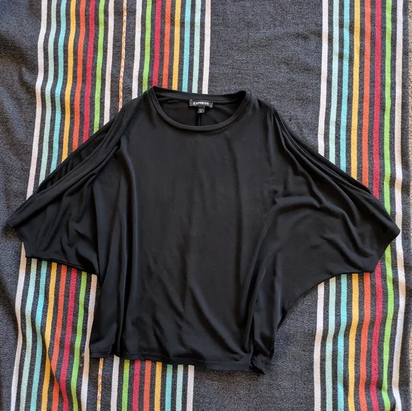 Express Black Women's Cold Shoulder Blouse - Picture 3 of 5